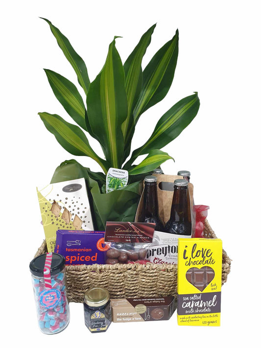 Tassie made Dad Hamper with Plant